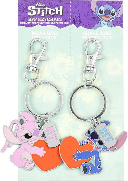 Immagine prodotto Peers Hardy Disney Stitch & Angel Kids Cartoon BFF Heart Charm 2Pcs Keychain Set