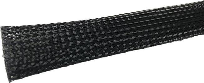 Actual product image RS PRO Expandable Braided PET Black Cable Sleeve, 20mm Diameter, 10m Length, Rolle à 10 Meter (1000 cm)