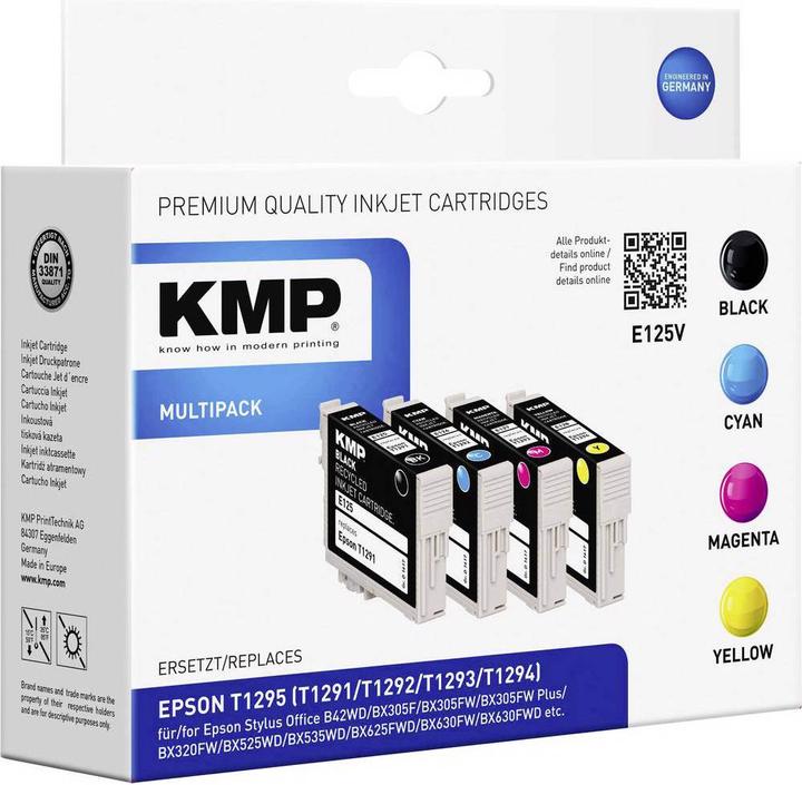 Produktbild KMP Tinte npatronen Kombi Pack E125V Schwarz Cyan Magenta Gelb (BK, C, M, Y)