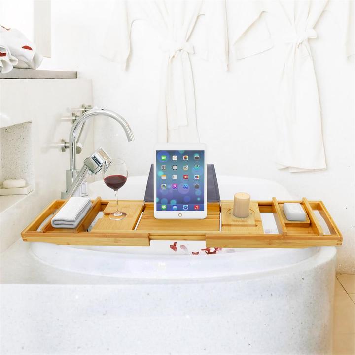 Actual product image Intirilife Bamboo Bath Shelf