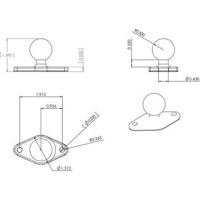 RAM Mounts CHROME RAM 2 7/16Inch X 1, Barcode-Scanner Zubehör