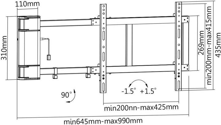 Actual product image myWall TV wall mount 81.3 cm (32) 152.4 (60) Motorized (Wall, 32", 40 kg)