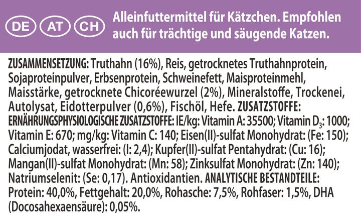 Nährwerte und Zutaten Purina ONE PP LIVECLEAR Kttn Truthahn 1,4 kg (Junior, 1 Stk., 1400 g)