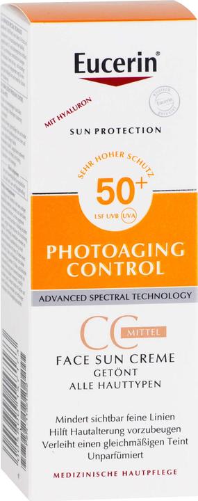 Image du produit Eucerin Photoaging Control Face Sun CC Creme teintée SPF 50+ moyen, 50 ml de crème (Crème solaire visage, SPF 50+, 50 ml)