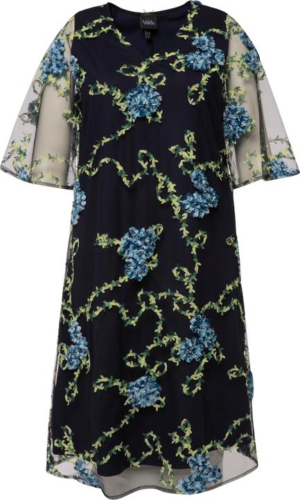 Produktbild Ulla Popken Kleid, Blütenstickerei, A-Linie, V-Ausschnitt, Halbarm (50, 52)