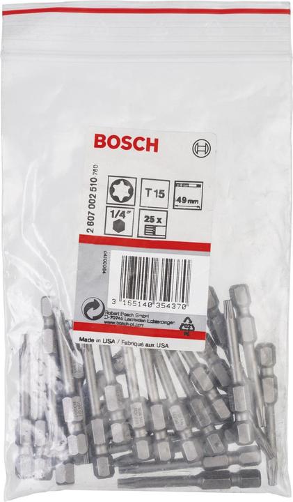 Produktbild Bosch Professional Zubehör Schrauberbit Extra-Hart T15, 49 mm, 25er-Pack