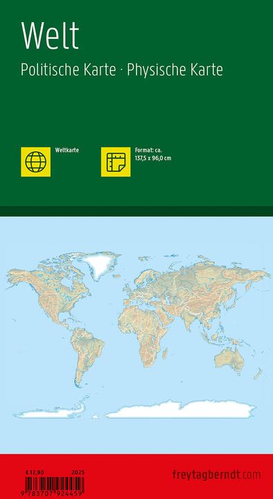 Produktbild Weltkarte, politisch - physisch, 1:20.000.000, gefaltet, freytag & berndt