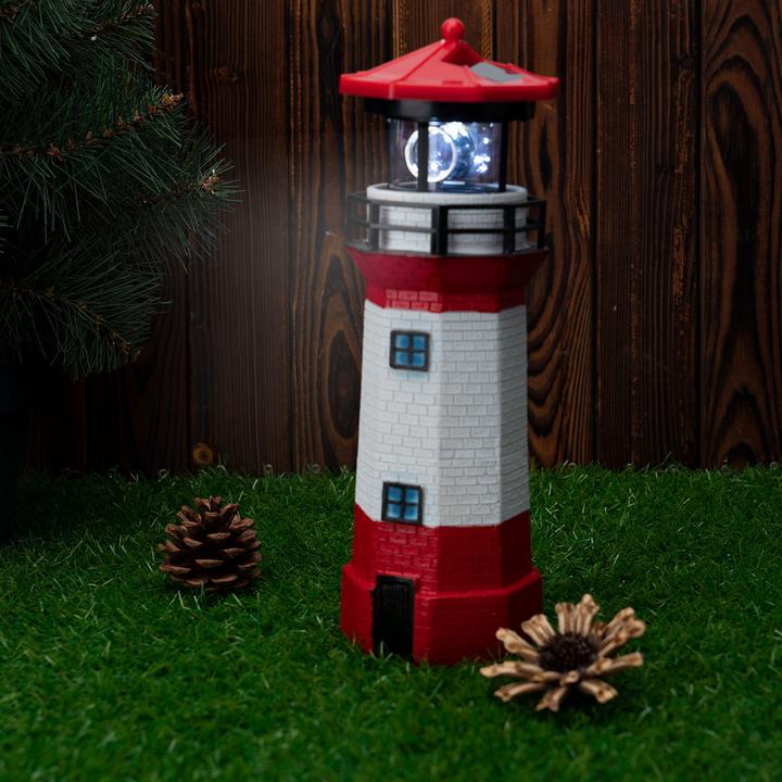 Produktbild Casativo 2er-Set Deko Leuchtturm mit LED-Leuchte & rotierendem Reflektor, solarbetrieben
