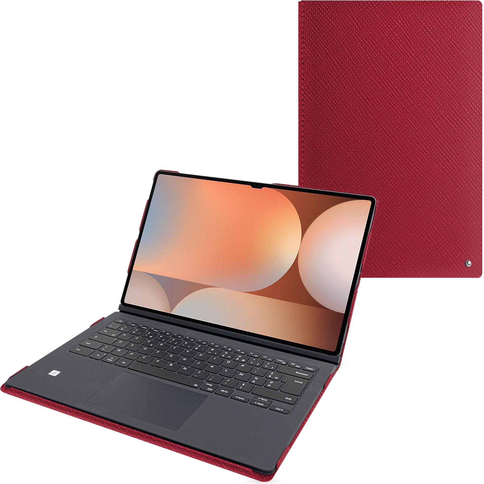 Noreve Samsung Galaxy Tab S10 Ultra Ledertasche kompatibel Book Cover Keyboard (Galaxy Tab S10 Ultra), Tablet Hülle, Rot