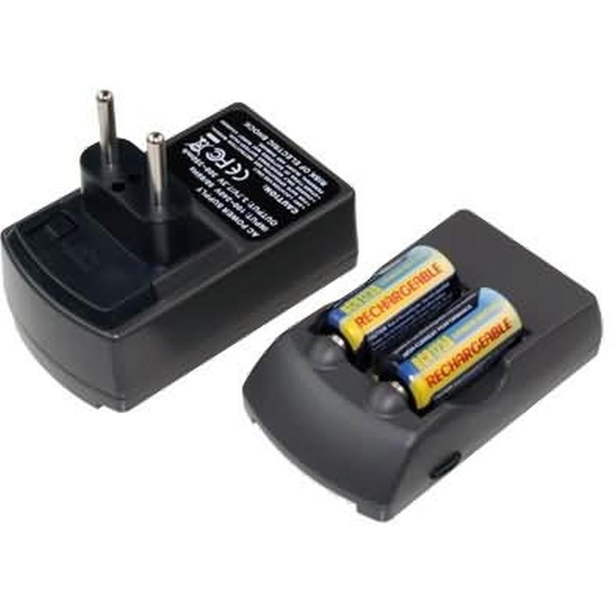 AGI Caricabatterie compatibile con le batterie Canon CR123A incluse 2 batterie (Caricabatterie per fotocamere), Alimentatore fotocamera, Nero