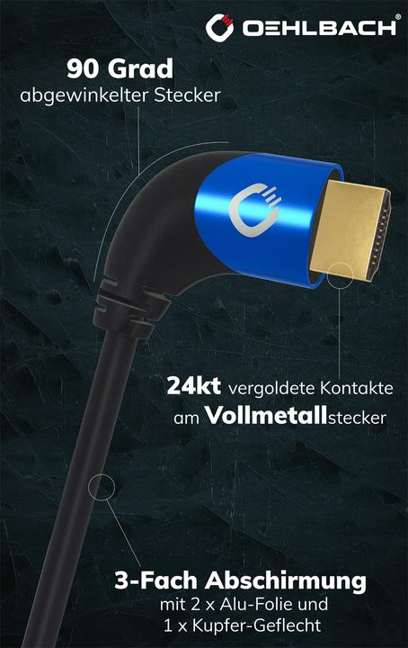Produktbild Oehlbach HDMI AV Anschlusskabel (1x HDMI-Stecker - 1x HDMI-Stecker) 1 m Schwarz (1 m, HDMI, 2.1)