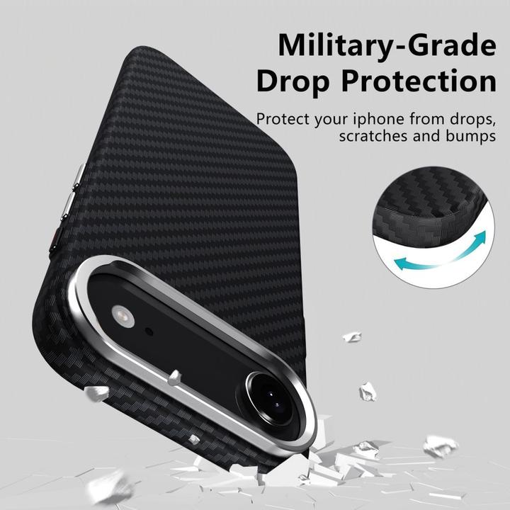 Image du produit Tech-Protect Ion Carbon MagSafe Case für iPhone 17 Air – Schwarz und Silber (Apple iPhone 17 Pro)