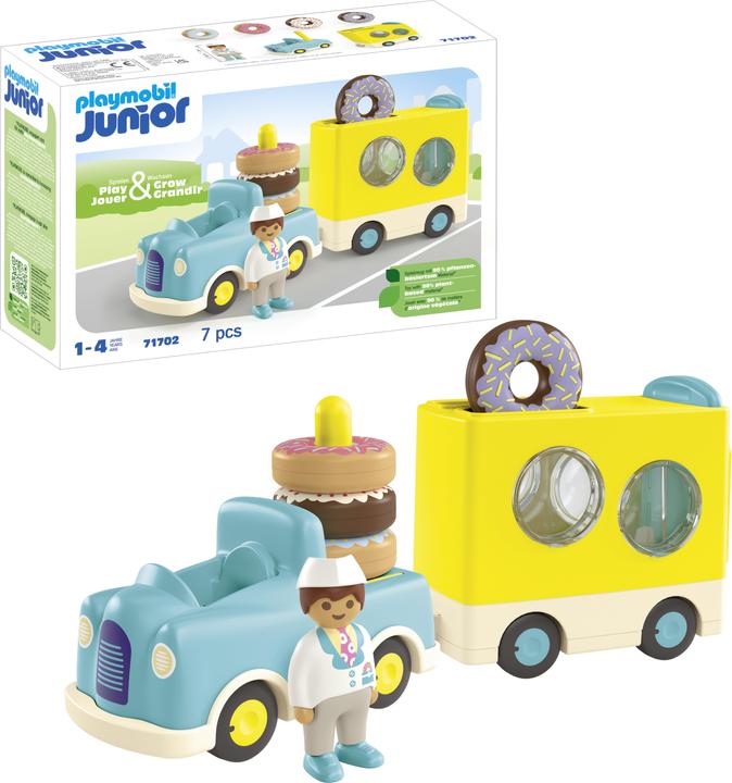 Produktbild Playmobil Verrückter Donut Truck mit Stapel- und Sortierfunktion (71702, Playmobil Junior)