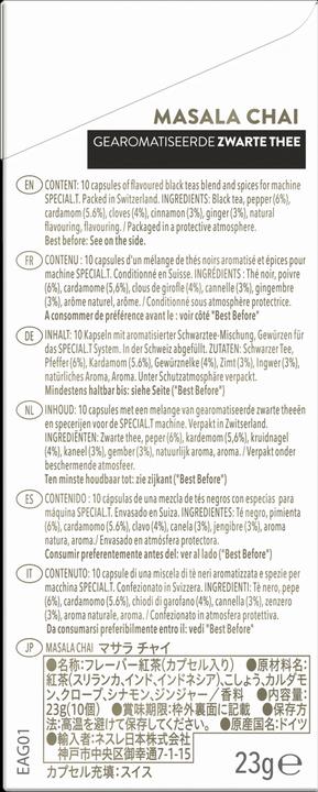 Valeurs nutritives et ingrédients Special.T Masala Chai (23 g)