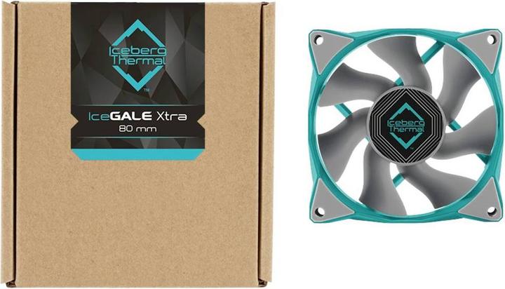 Produktbild Iceberg Thermal IceGALE Xtra Computergehäuse Ventilator 8 cm Türkis 1 Stück(e) (80 mm, 1 x)