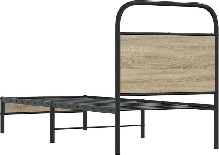 Produktbild vidaXL Bettgestell ohne Matratze 100x190 cm Räuchereiche Holzwerkstoff (100 x 190 cm)