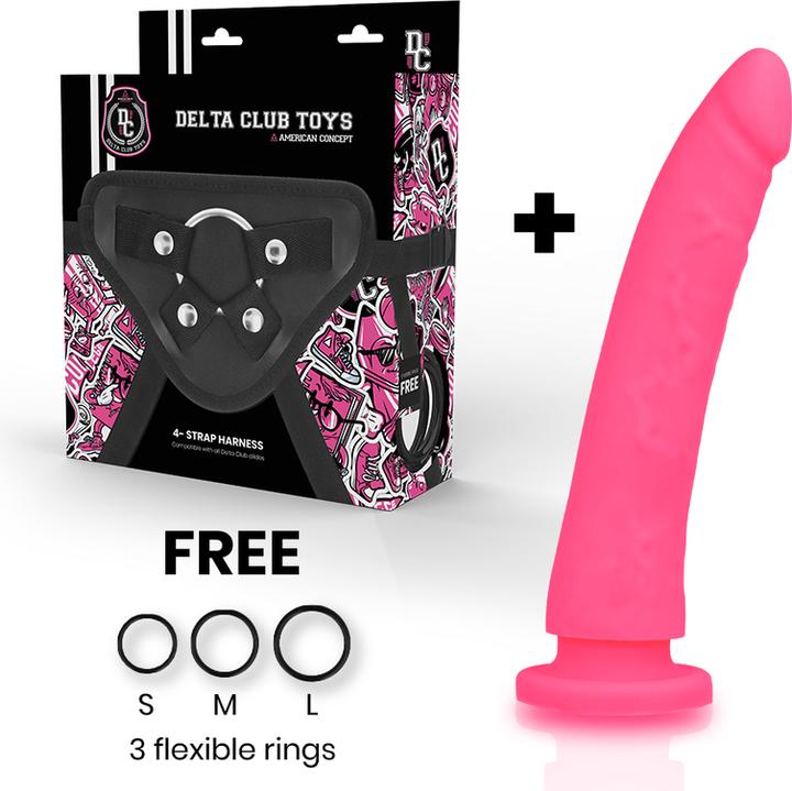 Produktbild Delta Club TOYS GURT + DONG ROSA SILIKON 20 CM -O- 4 CM