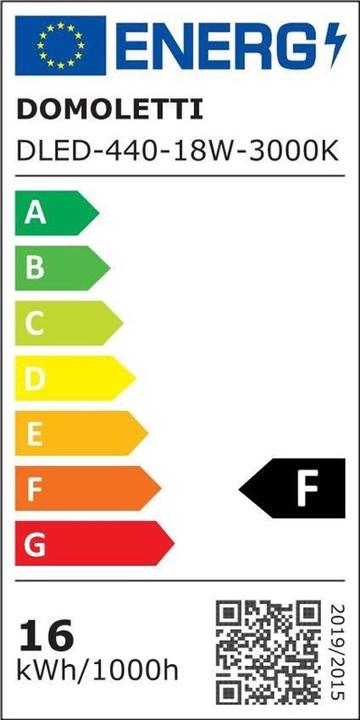 Energie-Label Domoletti LED PANEL DLED-440 18W 3000K S (1440 lm)