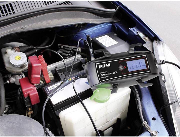 Productafbeelding Eufab Automatische acculader ligent acculader, 6/12 V, 4 A, met kabeloproller (12V, 24V, 4 A)