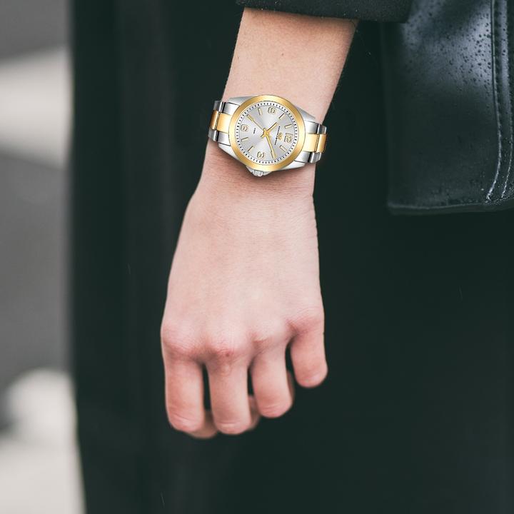 Image du produit Montre à quartz pour femme Majestia en acier inoxydable argent/or jaune - 32448 (Montre analogique, 37.50 mm)