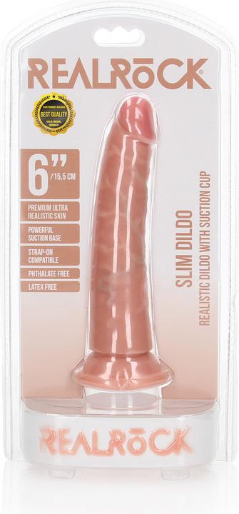 Actual product image RealRock Slim Realistic Dildo with Suction Cup - 6"/ 15,5 cm