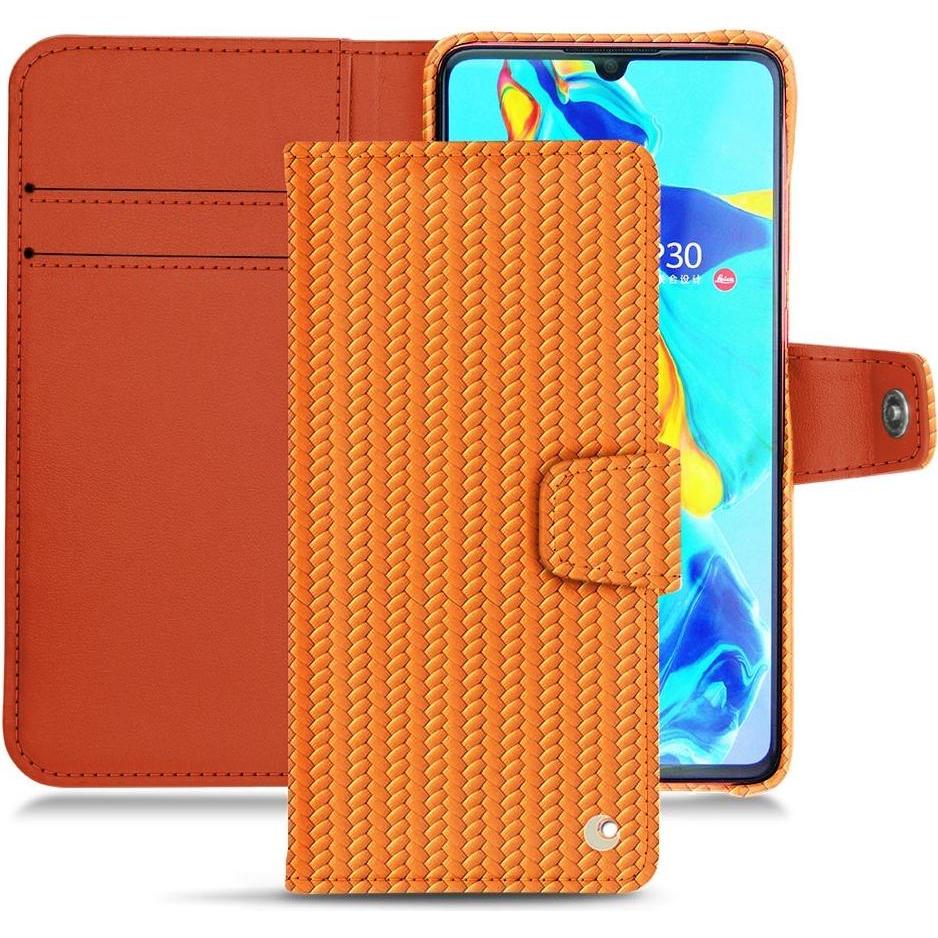 Noreve Lederschutzhülle Wallet (Huawei P30), Smartphone Hülle, Orange