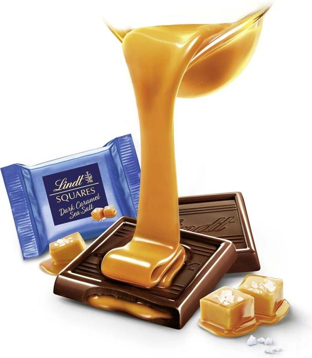 Actual product image Lindt Squares Dark Caramel Sea Salt (144 g)