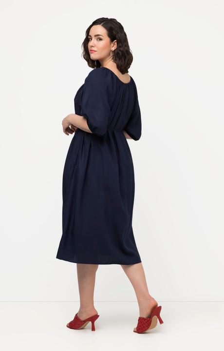Produktbild Ulla Popken Midikleid, Bindegürtel, Rundhals, Ballon-Halbarm (54)