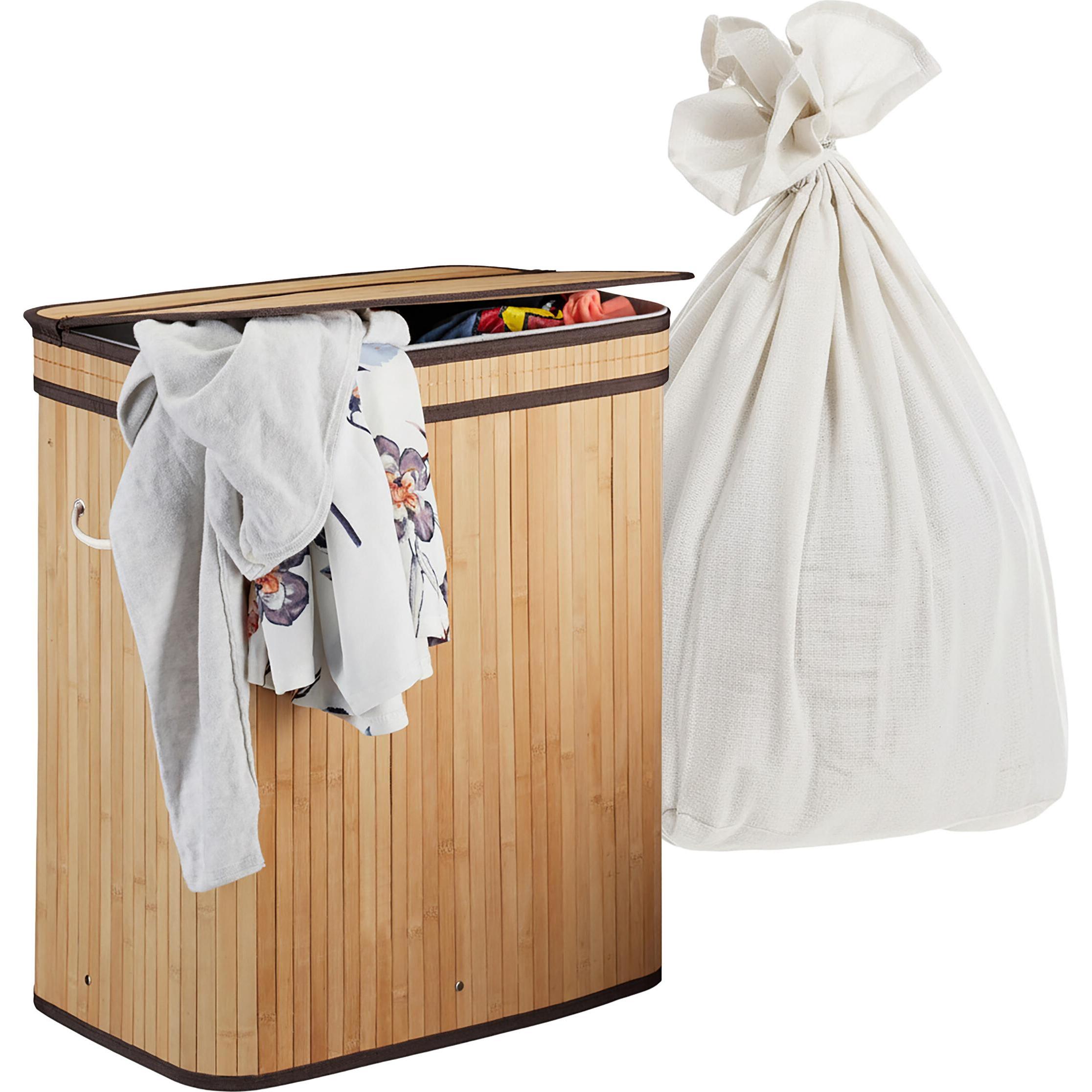 Relaxdays Marrone Portabiancheria, Cesto Bambù (100 L)