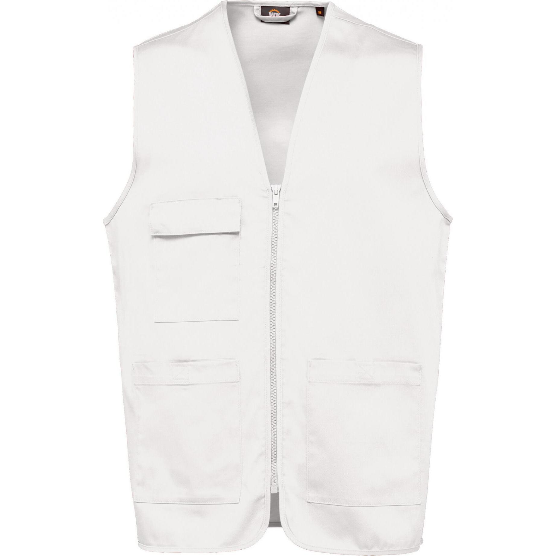 Kariban, Herren, Weste, Polycotton-Weste mit mehreren Taschen, Weiss, (XS)