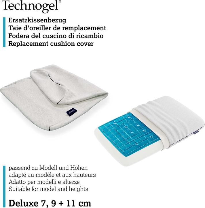Image du produit Technogel Housse de rechange Coussin Deluxe (Taie d'oreiller, 66 x 40 x 7/9/11 cm)