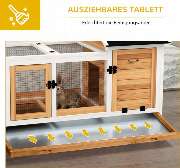Produktbild PawHut Zwergkaninchenstall Tannenholz, Stahl Gelb