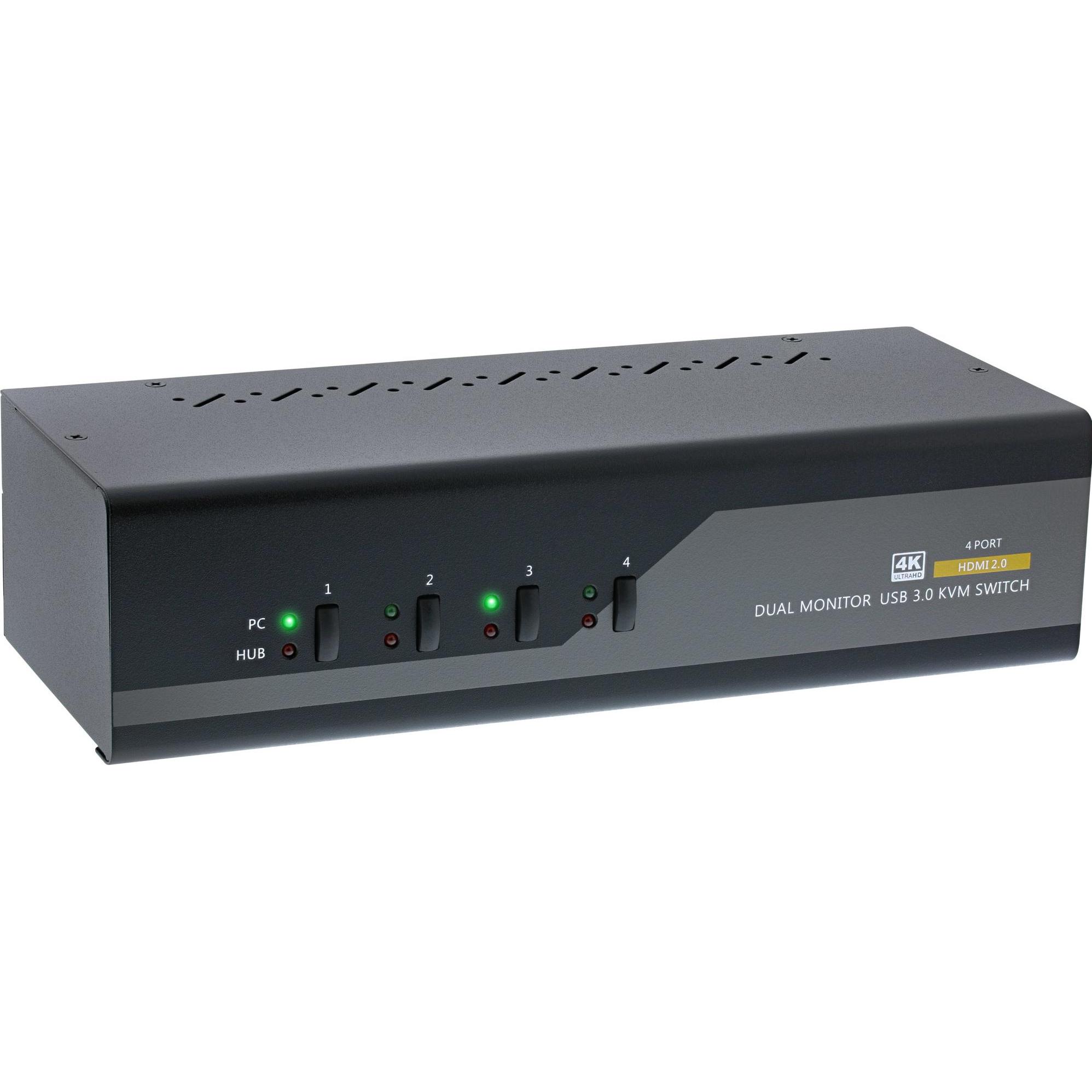 InLine Interruttore da tavolo KVM, Switch KVM, Nero, Grigio