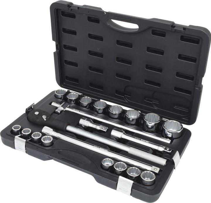 Immagine prodotto KS Tools Set di chiavi a bussola da 1/4", 21 T., esagonali esterne, in pollici, cromate satinate opache (3/4")