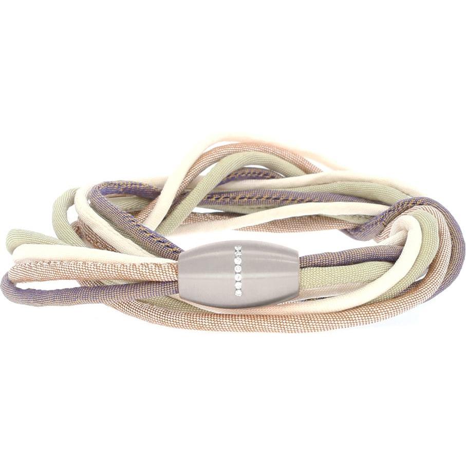Xen, Armschmuck, Seidenarmband braun/crème/grün mit 7 Brillanten Magnetverschluss / Längen zur Wahl, (65 cm, Edelstahl)