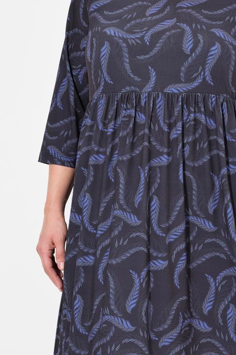 Actual product image Ulla Popken Matte Jersey Feather Print Empire Dress (62)