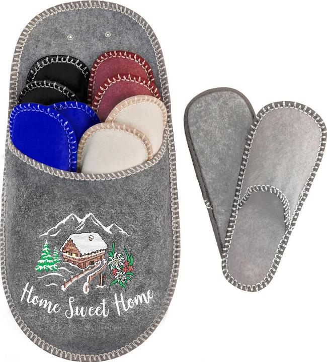 Bootsy Winterlandschaft Gästefinken-Set: 5 Paar bequeme Hausschuhe in diversen Farben (35, 37, 39, 40, 45)