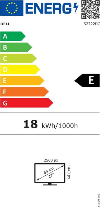 Energielabel Dell S2722DC (2560 x 1440 pixels, 27")