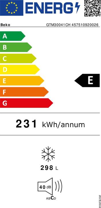 Energy Label Beko GTM30041CH (Stand-alone, 298 l)
