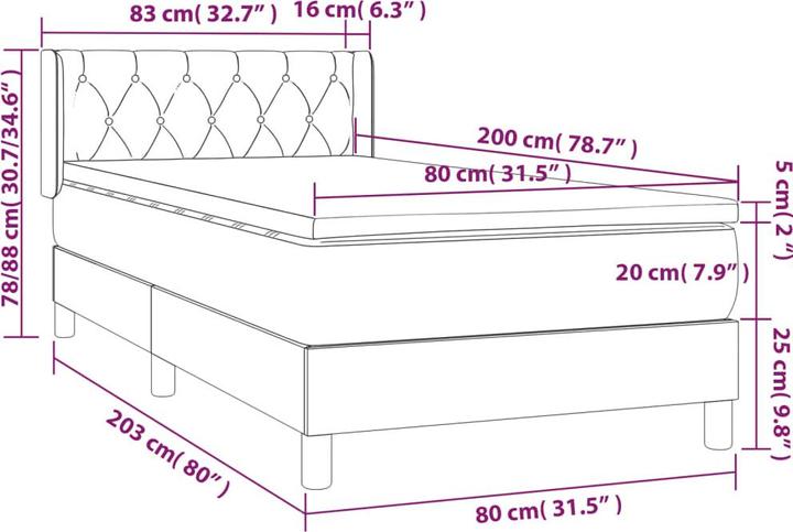Image du produit vidaXL Boxspringbett (80 x 200 cm)