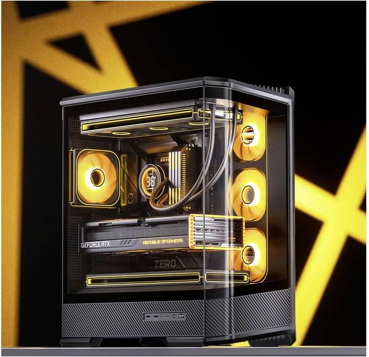 Produktbild Jonsbo D400 PC-Gehäuse, Midi Tower, ATX, Tempered Glass - schwarz (ATX, mATX, Mini-ITX)