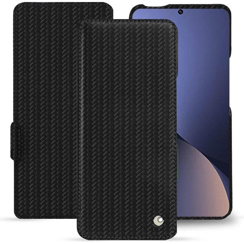 Noreve Lederschutzhülle horizontal (Xiaomi 12 Pro), Smartphone Hülle, Schwarz