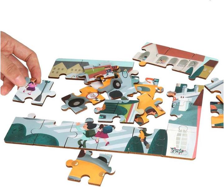 Immagine prodotto Topbright Toys La scuola di Houten Legpuzzel ha incontrato lo scuolabus, 24. (24 pezzi)