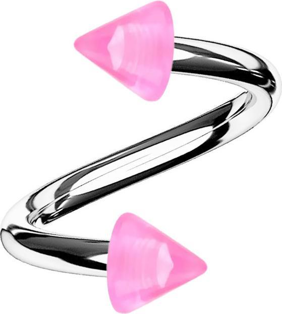 Produktbild Star Piercing Micro Spirale silber mit zwei Cones pink transparent (Kunststoff, ohne Messing, Chirurgenstahl 316L)