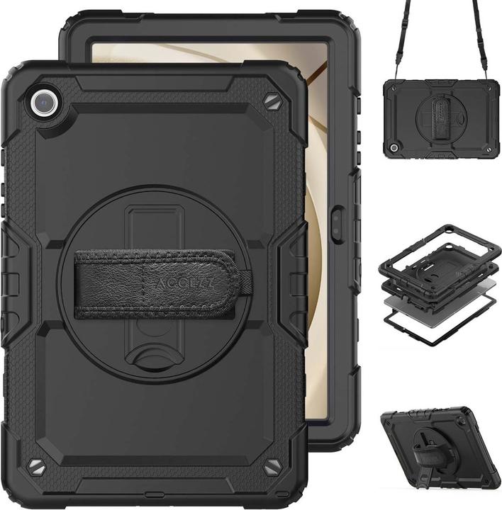 Produktbild Accezz Rugged Backcover Shoulder Strap Samsung Galaxy Tab A9 Plus - Zwart (Samsung Galaxy Tab A9)