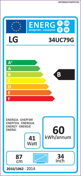 Label énergétique LG 34uc79g-B (2560 x 1080 pixels, 34")