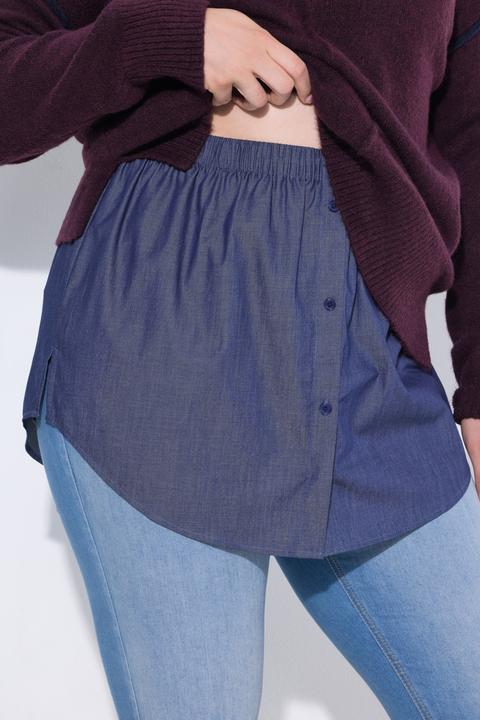 Immagine prodotto Ulla Popken Inserto a blusa con taglio svasato, effetto jeans e bottoni (60)