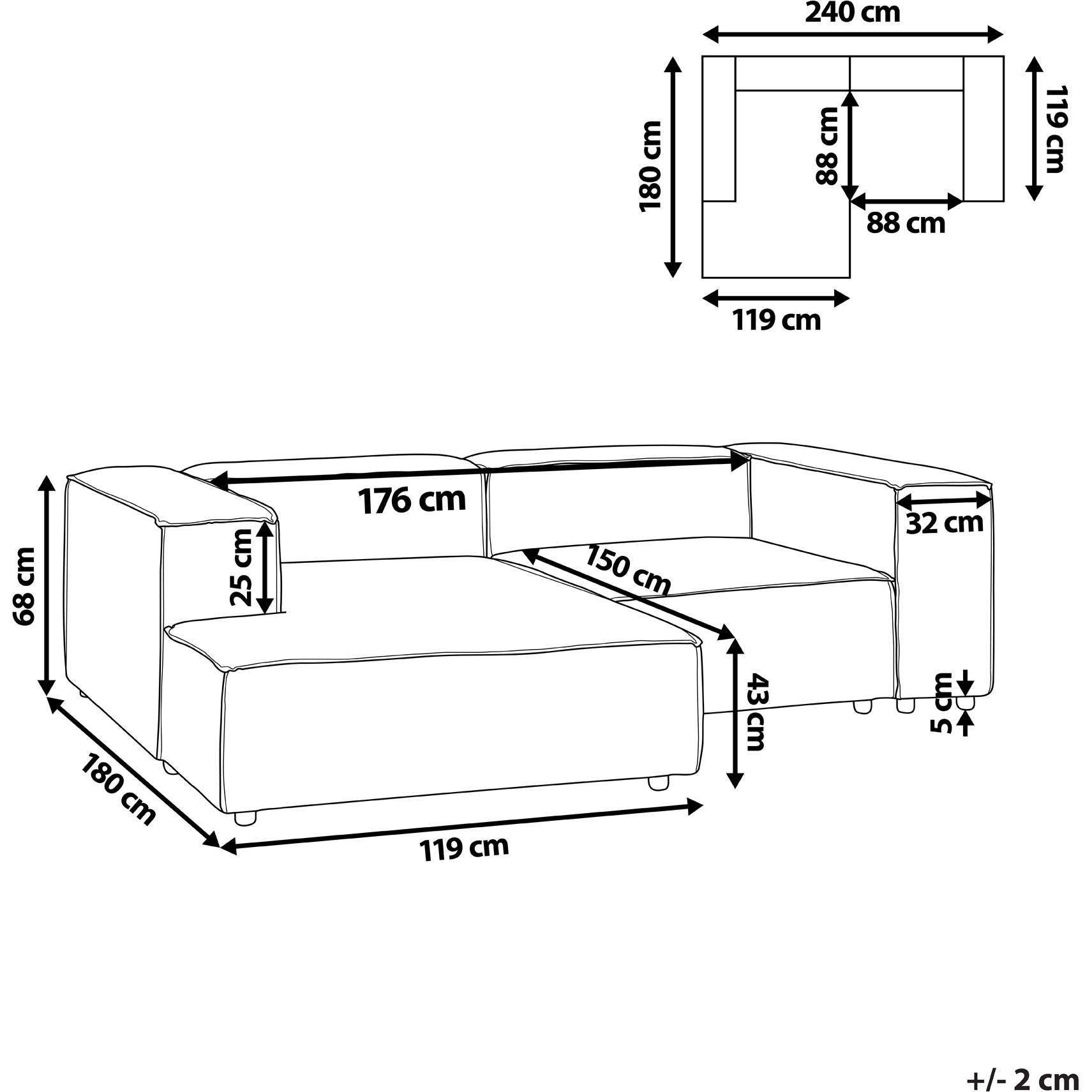 Thumbnail - Beliani, Sofa, Aprica (Ecksofa)