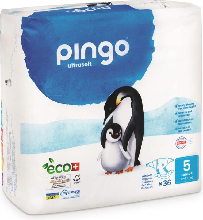 Pingo Couches écologiques (Taille 5, Pack mensuel, 216 pièce(s))
