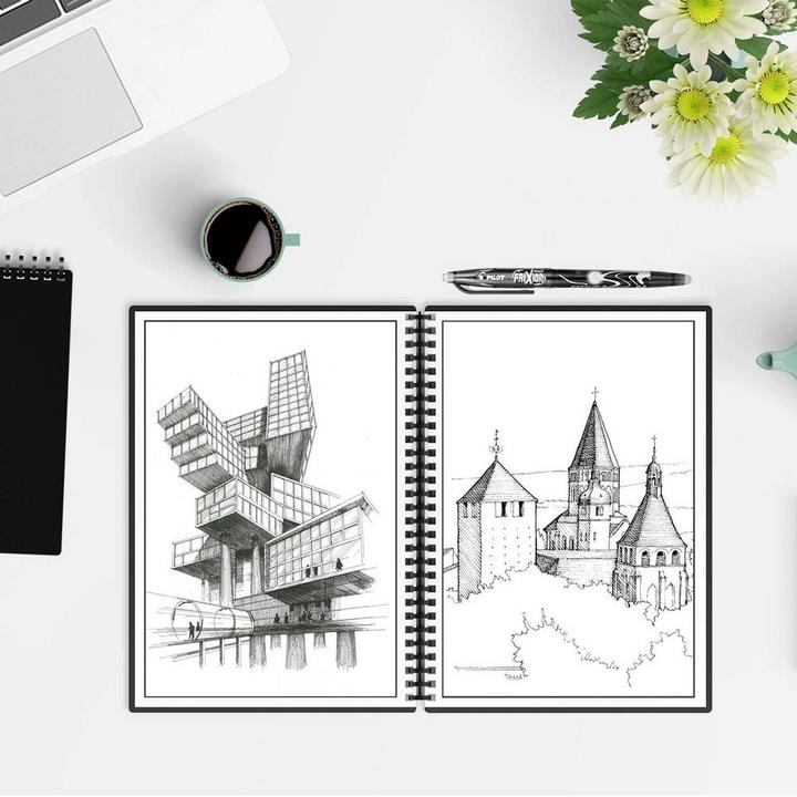 Actual product image Dreiklang-be smart Triad rewritable notebook writing pad with planner,DIN A5, lines and dot grid (A5, Checked)